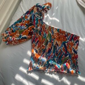 Colorful One-Shoulder Women's Top